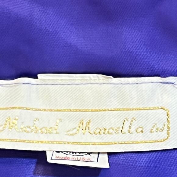 VTG 80's Michael Marcella Purple Off Shoulder Top w/Bow & Pencil Skirt Suit 4 - Picture 12 of 15